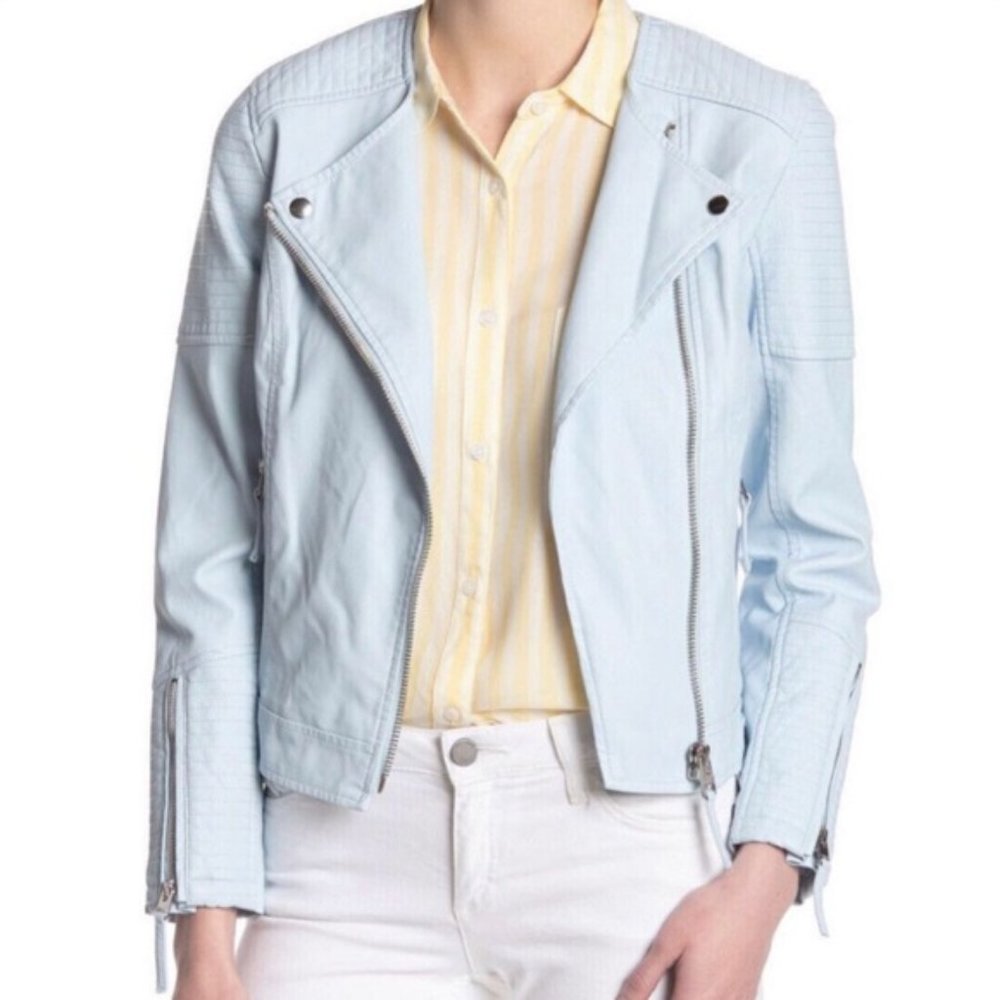 Philosophy Blue Leather Jacket Moto Size 4, great condition